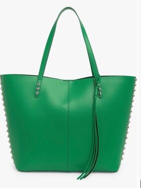 Rebecca Minkoff Studded Green Tote Bag with Tassel Shoulder Straps